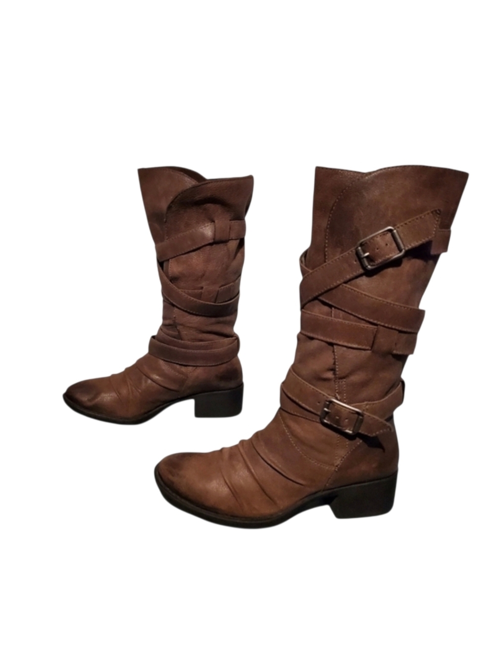 Gianni Bini Brown Leather Harness Riding Boots Women's Size 7.5M